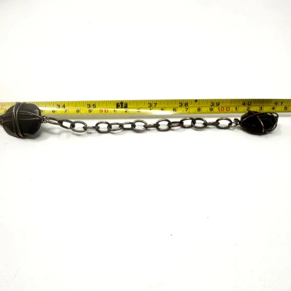 Bead‎ Chain Belt Black Wire Wrapped Stone M/L Artsy Eclectic Hipster Hippie Goth